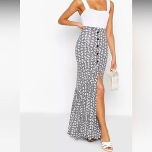 Black and White Floral Skirt